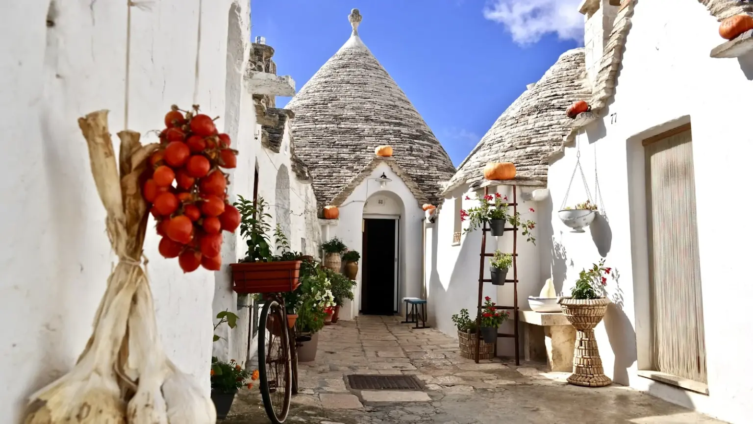 A whitewashed lane in an old town
